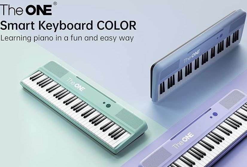 The ONE Smart Keyboard 61 Keys Piano Keyboard, Music Keyboard with 256 Timbres, 64 Polyphony, 2 Speakers, Built-in LED Lights,  Apps. In White Color