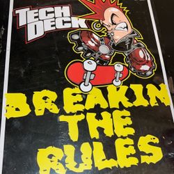 RARE Tech Deck Real Tin Sign Skateboarding 10"X12.5" “BREAKIN THE RULES” $20