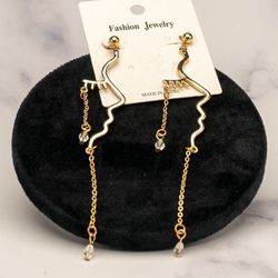 Unique Face side view silhouette gold tone dangle earrings