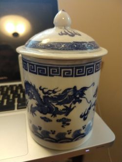 Japanese blue dragon keepsake sugar bowl