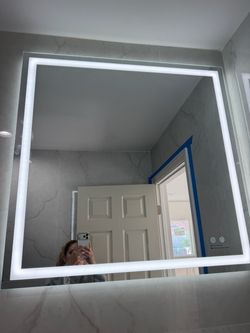 Rectangle LED Backlight Vanity Mirror for Wall, Bathroom Accessory with Double Front-Back Lights, Anti-Fog, Shatter-Proof, Dimmable Tempered Glass