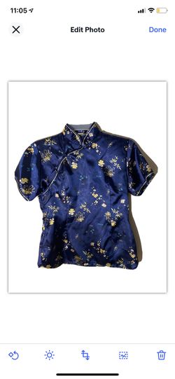 Silk Cheongsam Blouse , Women Size Large
