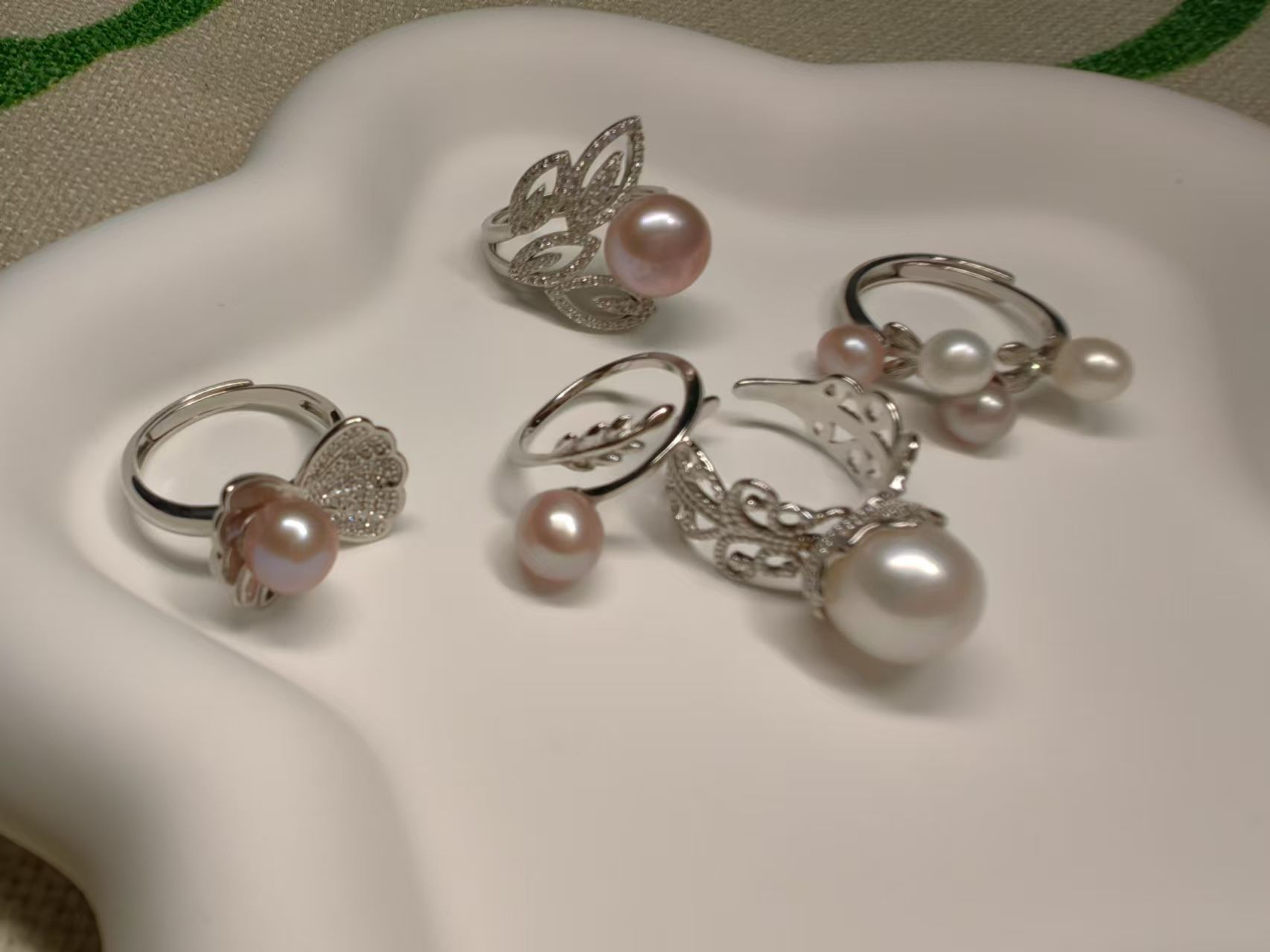 Handmade sterling silver pearl ring, adjustable size.39 for one