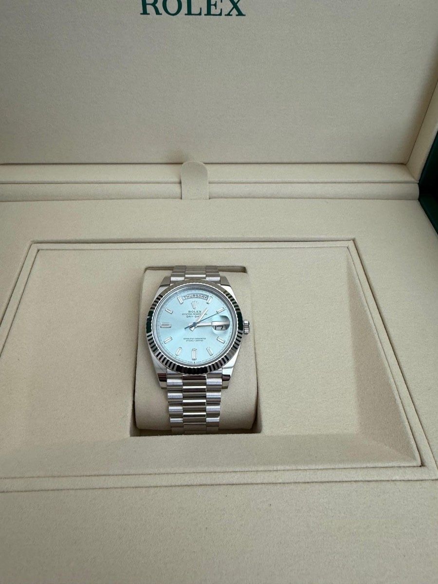 NEW 2025 Rolex Day-Date Platinum 40mm 228236 Ice-Blue Diamond Dial (All Factory)