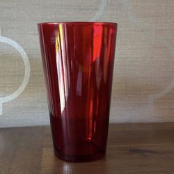 Red Glass Flower Vase 