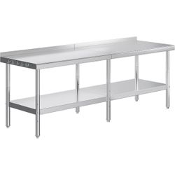 82 x 30 Stainless Steel Table for Prep & Work with Backsplash, Adjustable Under Shelf worth $400