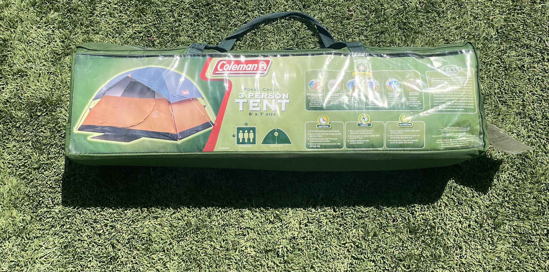 NEW! COLEMAN 3 PERSON TENT - 8 ft X 7 ft. 52” Inside Height