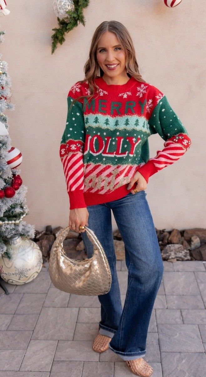 NWT 33 Degrees Christmas Festive Ugly Red and Green Holiday Sweater Size L.