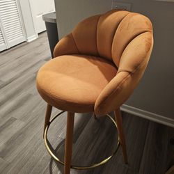 Orange Velvet Bar Stools Chair 