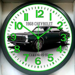 1968 Chevrolet Chevy Camaro RS SS Garage Shops Glow In The Dark Wall Clock New!