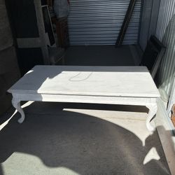 Distressed, white coffee table