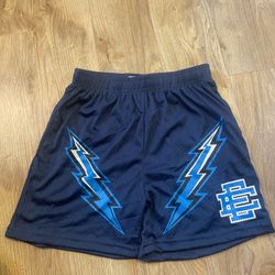 Eric emmanual shorts blue and white lightning bolt