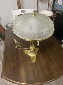 Brass and glass table lamp from Schröder and Co., dating to the 1960s In Great Condition 