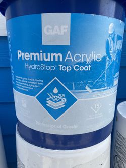 Five unopened gallons. Gaf  Premium Acrylic