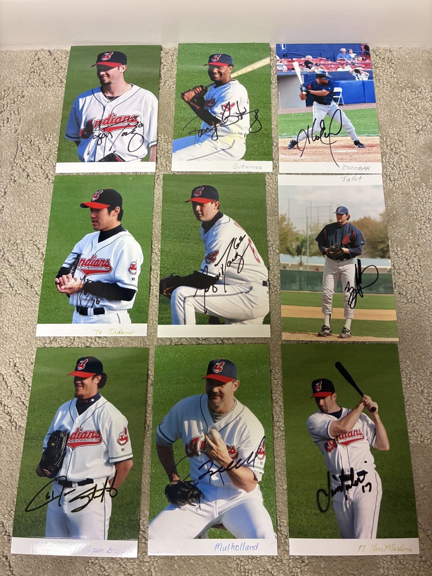 Lot Of 9 Cleveland Indians Autographed 4”x6” Photos From 2003/2004