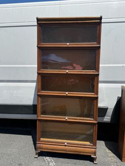 Antique Macey Oak Barrister Bookcase – 5 Stack Sectional Lawyer’s Bookcase with Glass Doors