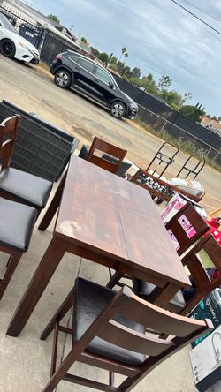 Dark Wood Dining Table with 6 chairs