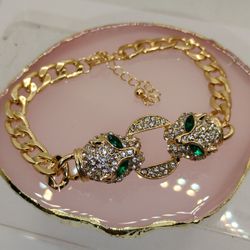 Unisex Leopard Head Anklet Bracelet 