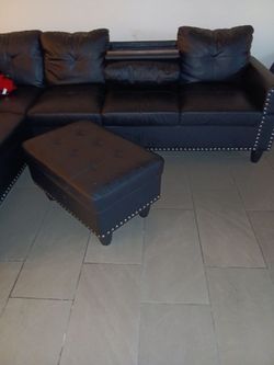 Black leather couch