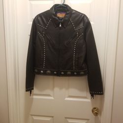 Ladies XL Leather  Fringe Jacket