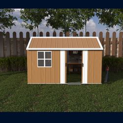 12x8 FT Heavy-Duty Metal Storage Shed with Windows, Lockable Door & Ventilation - Weatherproof Outdoor Garden Shed for Backyard, Lawn, and Tool Organi