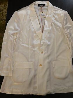 Ser.O.Ya Sz L Women's White Ronin Satin Blazer Jacket