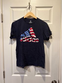 adidas Young Men’s Navy American Flag Graphic Tee, Size: Small (S)