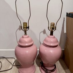 large vintage pink lamps