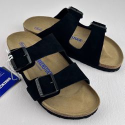 New Birkenstock Arizona Soft Footbed Suede - Black Sandal - SizeEU40