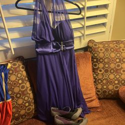 Purple Dress And Velvet Purple/Black Heels