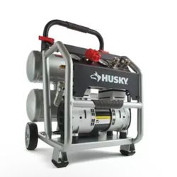 Husky Portable Air Compressor 1.3 hp 4.5 Gal. Double Steel Tank Electric-Powered
