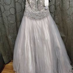 Vestido De Fiesta Gris Talla 14
