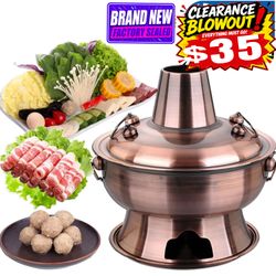 Stainless Steel Charcoal Chinese Copper Hot Pot Old Beijing Cookware Camping HOT