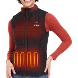 ORORO Women's Lightweight Heated Vest with Battery Pack Black Size Medium Large