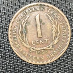 1955 British Carribean One Cent Coin 