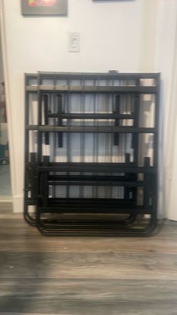 STRUCTURES by Malouf HIGHRISE Folding Metal Bed Frame 13 Inch High Bi-Fold Platform Bed Base and Box Spring - Strong and Sturdy Support - Quiet, Noise