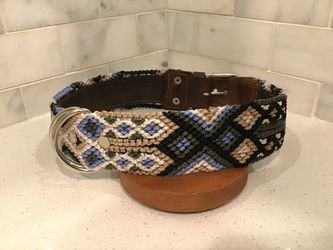 Handmade Dog Collar – 23.5” XL – Earth & Sky Diamond Weave