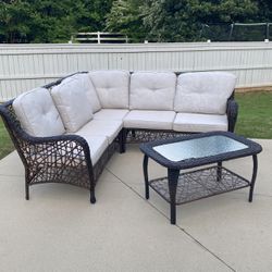 Wicker Sectional And Table