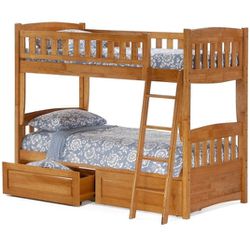 Twin Over Twin Bunk Bed With Mattresses