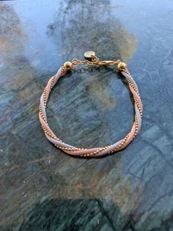 Twisted Mesh Bracelet with Gold Beads