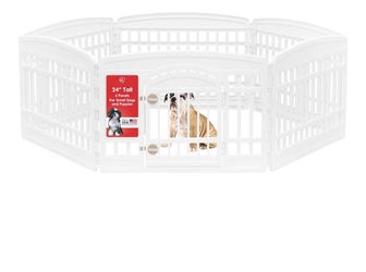 24" 6-Panel Dog Playpen with Door, 61 x 61 x 24/ New In Box