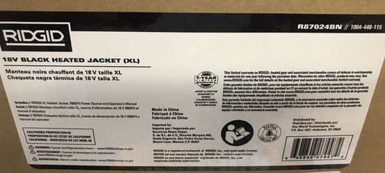 Ridgid 18v heated jacket