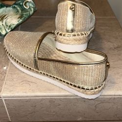 Michael Kors Mathilde Espadrille Glitter Chain Mesh Shoes