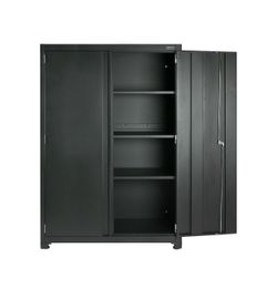 WORKPRO 48”W, 72”H, Heavy-Duty Garage Storage Cabinet, 3 Shelves, Black, Metal - NEW