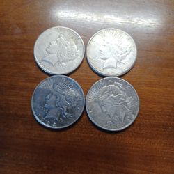 4 Silver Peace Dollars