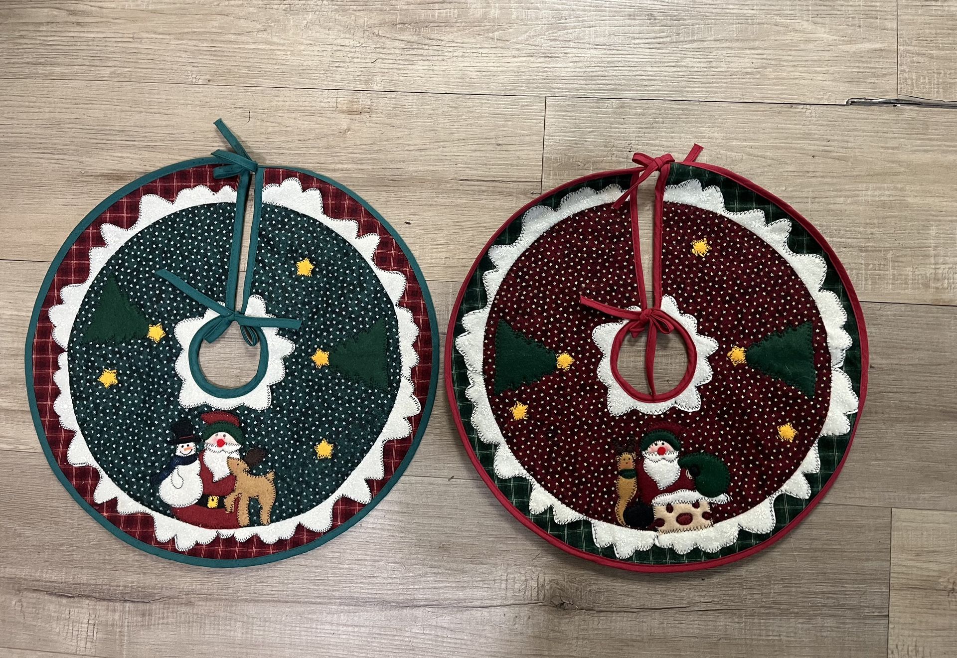 Set of Two Quilted Table Top Tree Skirts