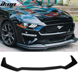 Fits 2018-2023 Ford Mustang GT Style Front Bumper Lip Spoiler Kit Unpainted Black PP