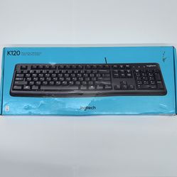 Logitech K120 Wired Keyboard for Windows, Plug and Play, Full-Size, Spill-Resistant, Curved Space Bar, Compatible with PC, Laptop - Black