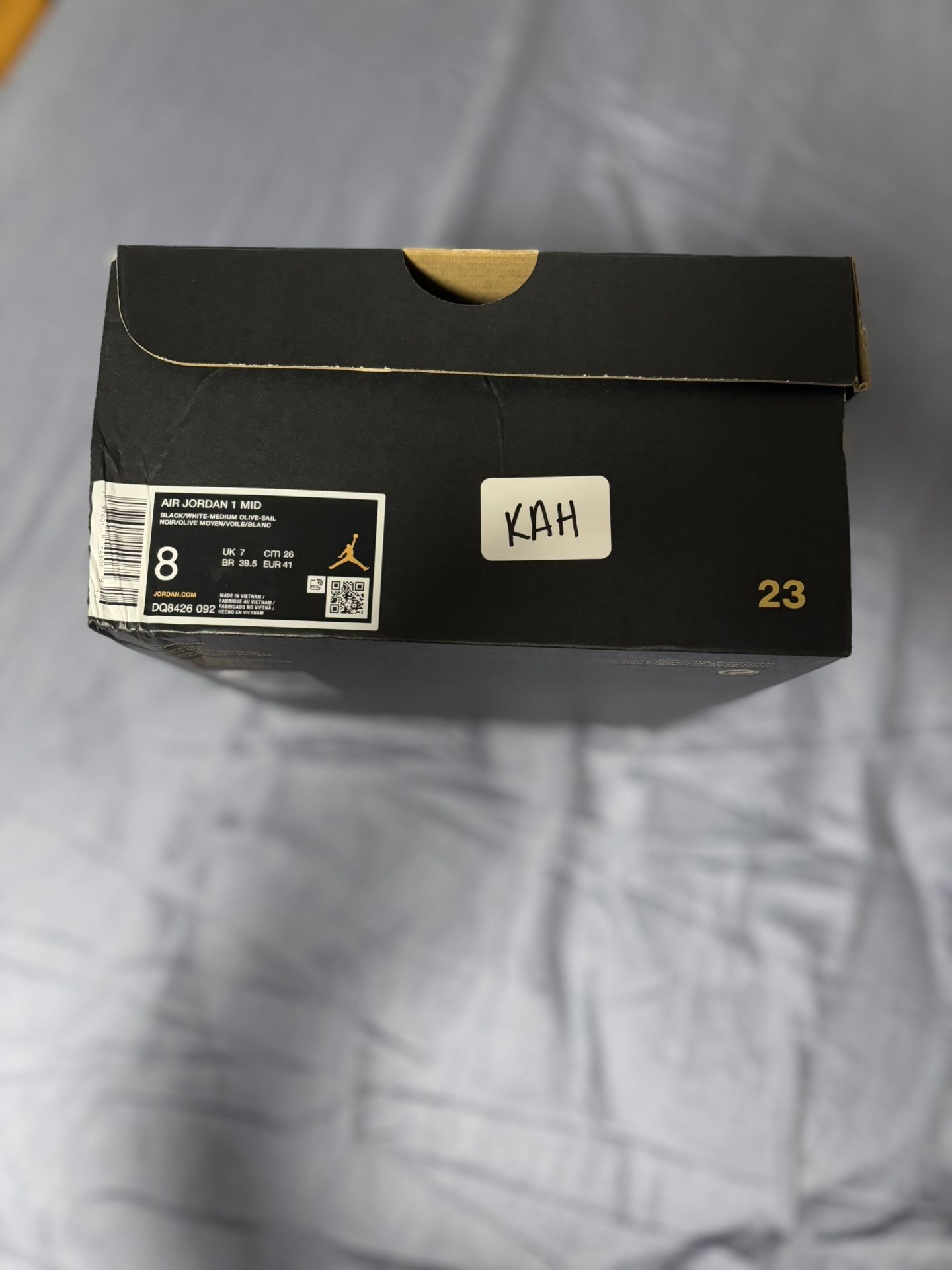 Jordan 1 Mid Black White Olive