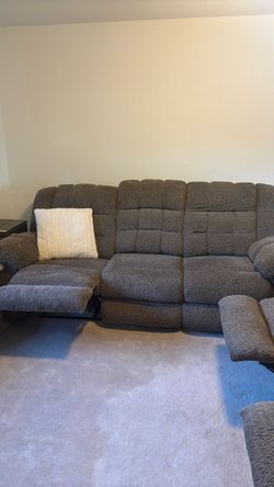 Brown Fabric Reclining Sectional Sofa